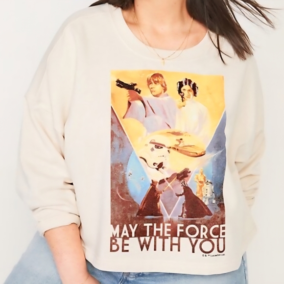 Old Navy Sz L Oversize Cropped Licensed Pop Culture Grafic Star Wars Sweater - Picture 2 of 11